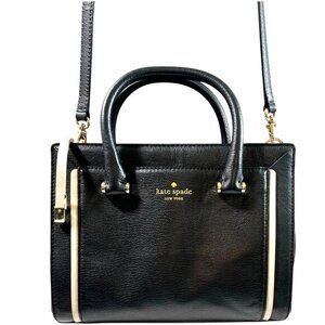 Kate Spade Black‎ Leather Crossbody Handbag With Cream Accents & Gold Purse